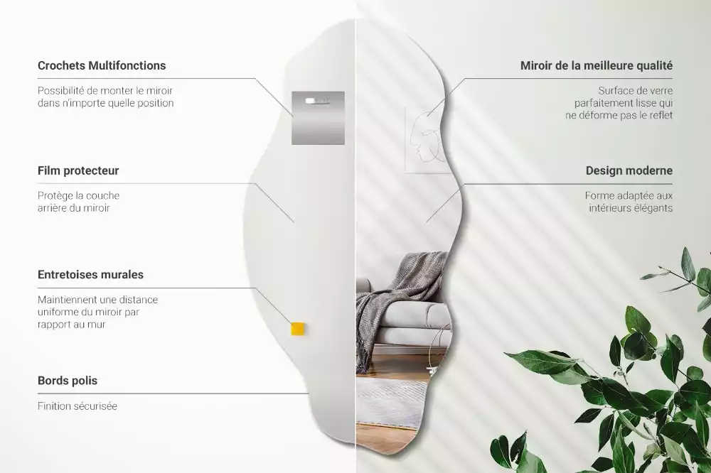 Asymetricke zrcadlo originální dekorace na zeď