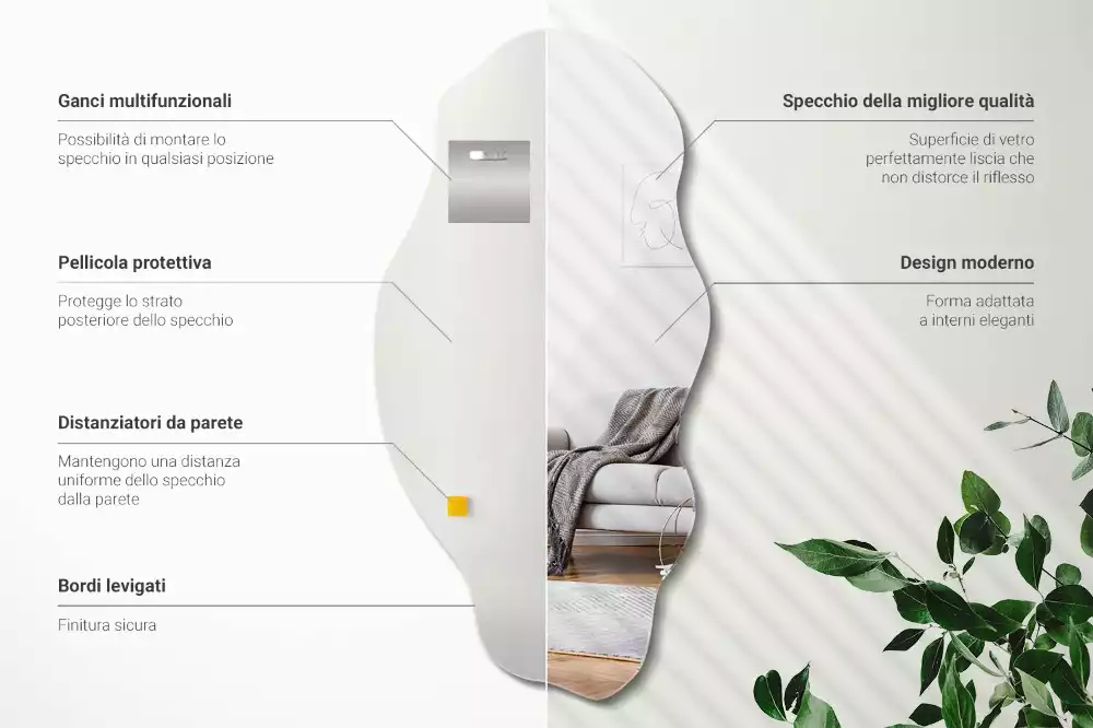 Asymetricke zrcadlo originální dekorace na zeď