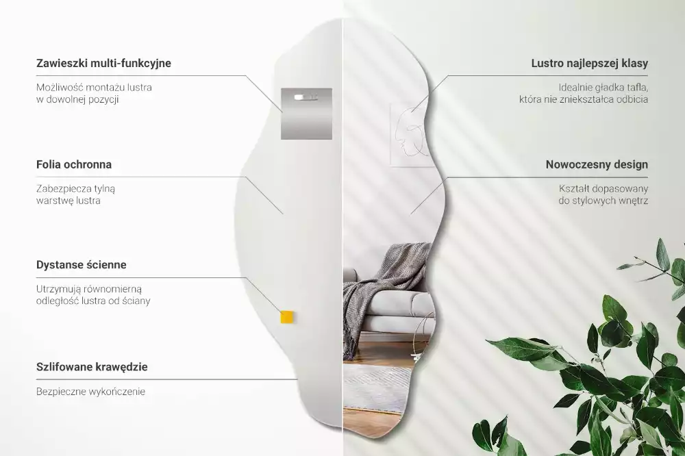 Asymetricke zrcadlo originální dekorace na zeď