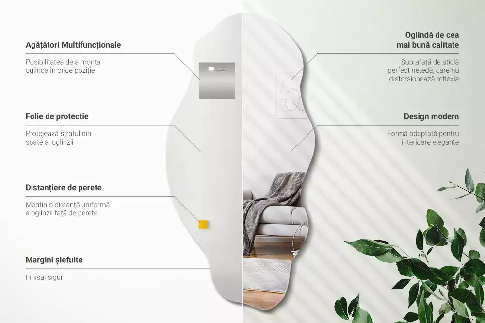 Asymetricke zrcadlo originální dekorace na zeď