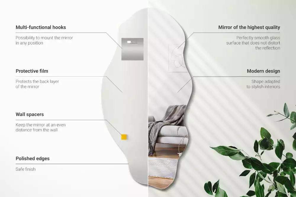 Asymetricke zrcadlo originální dekorace na zeď