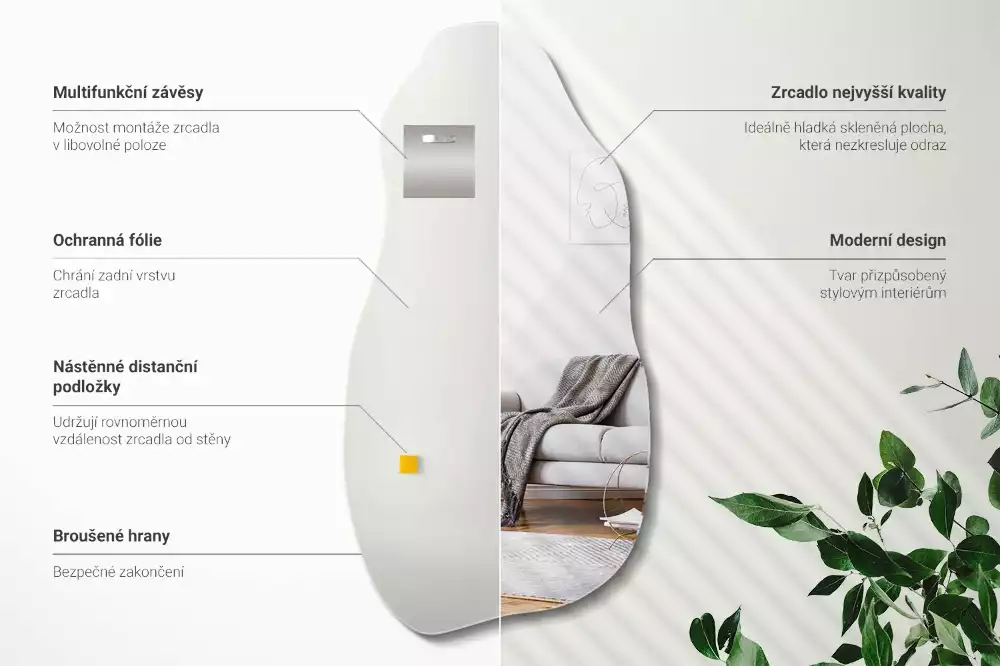 Atypické zrcadlo visící skvrna