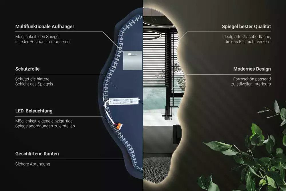 Asymetricke zrcadlo LED svítící bod