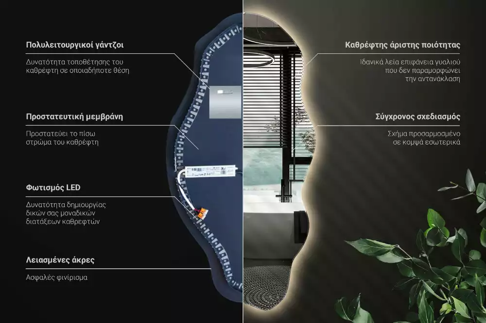 Asymetricke zrcadlo LED svítící bod