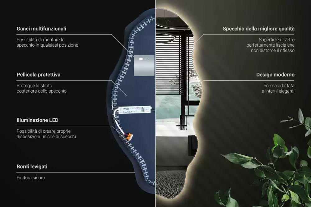Asymetricke zrcadlo LED svítící bod