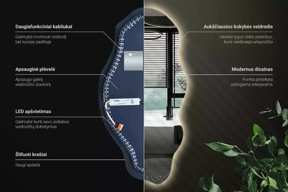 Asymetricke zrcadlo LED svítící bod