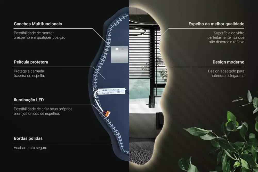 Asymetricke zrcadlo LED svítící bod