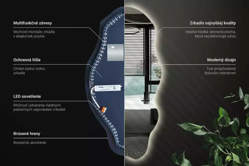 Asymetricke zrcadlo LED svítící bod