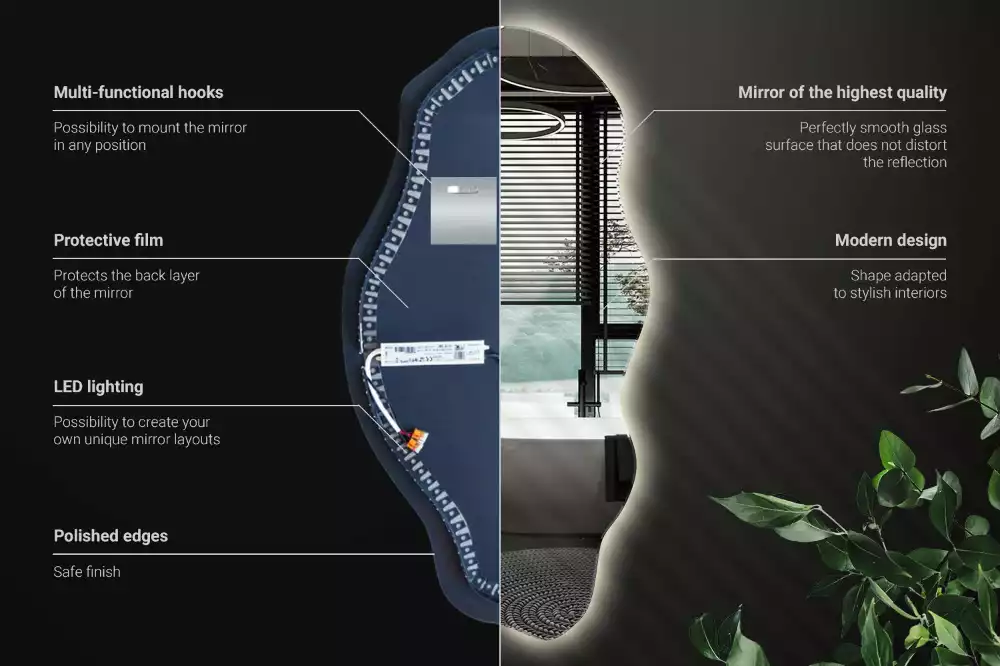 Asymetricke zrcadlo LED svítící bod