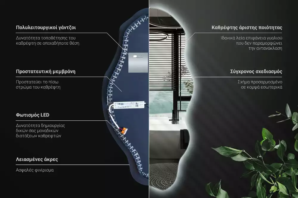 Asymetricke zrcadlo LED svítící bod