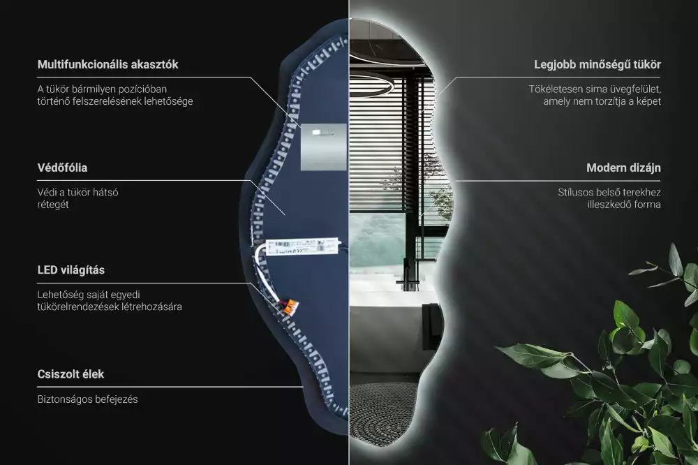 Asymetricke zrcadlo LED svítící bod