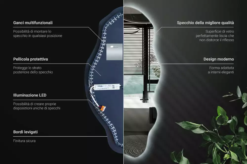 Asymetricke zrcadlo LED svítící bod