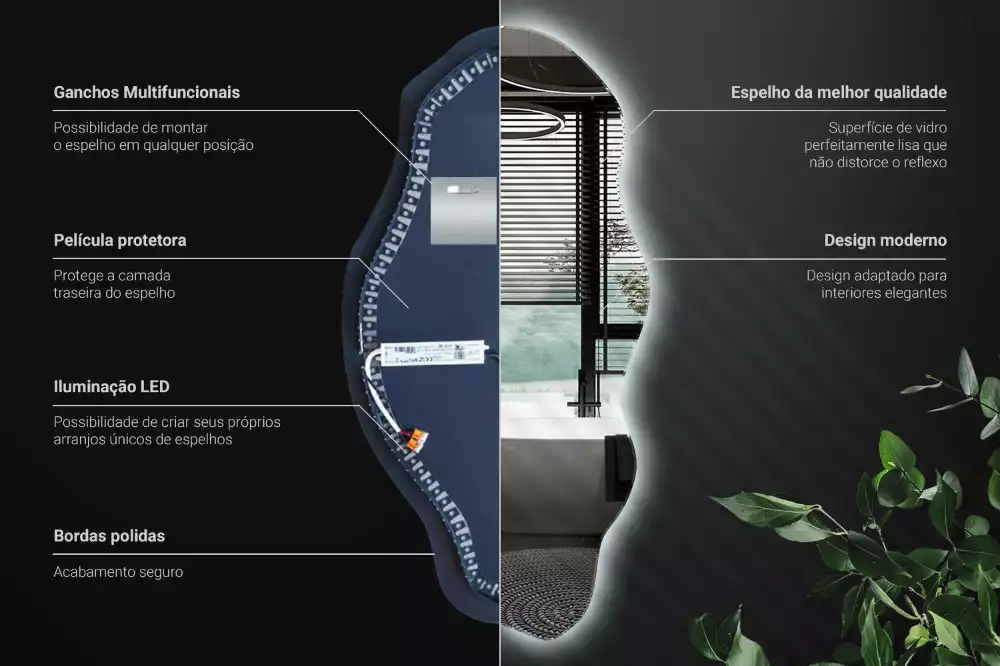 Asymetricke zrcadlo LED svítící bod