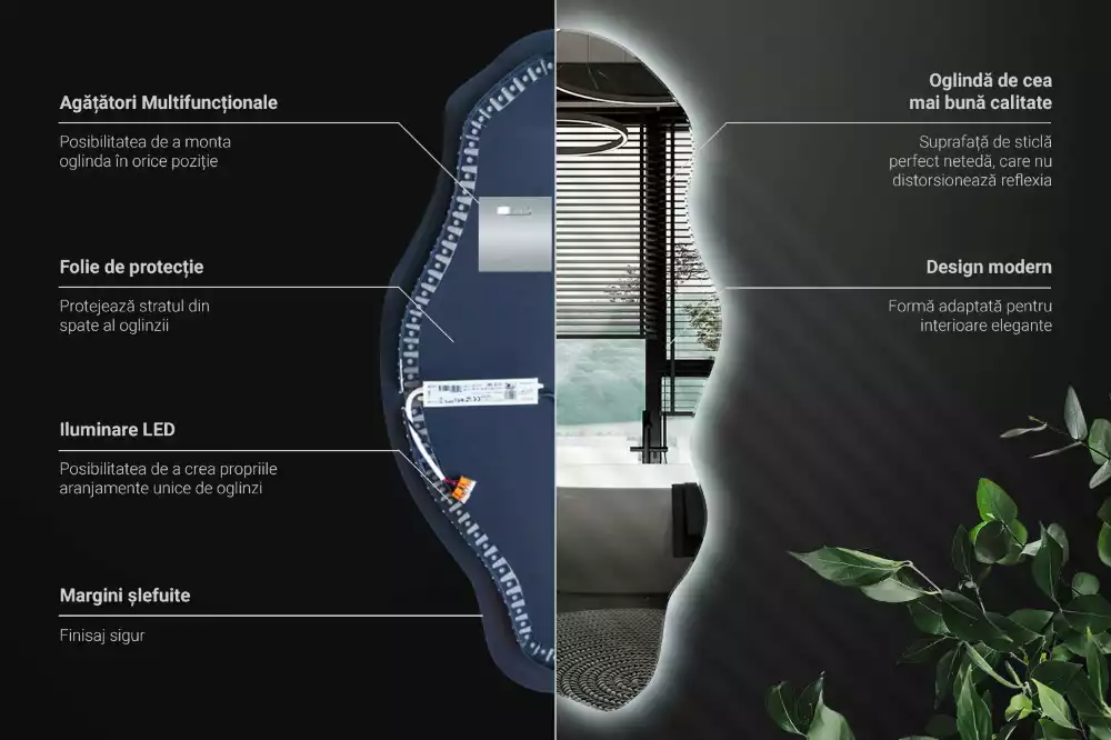 Asymetricke zrcadlo LED svítící bod