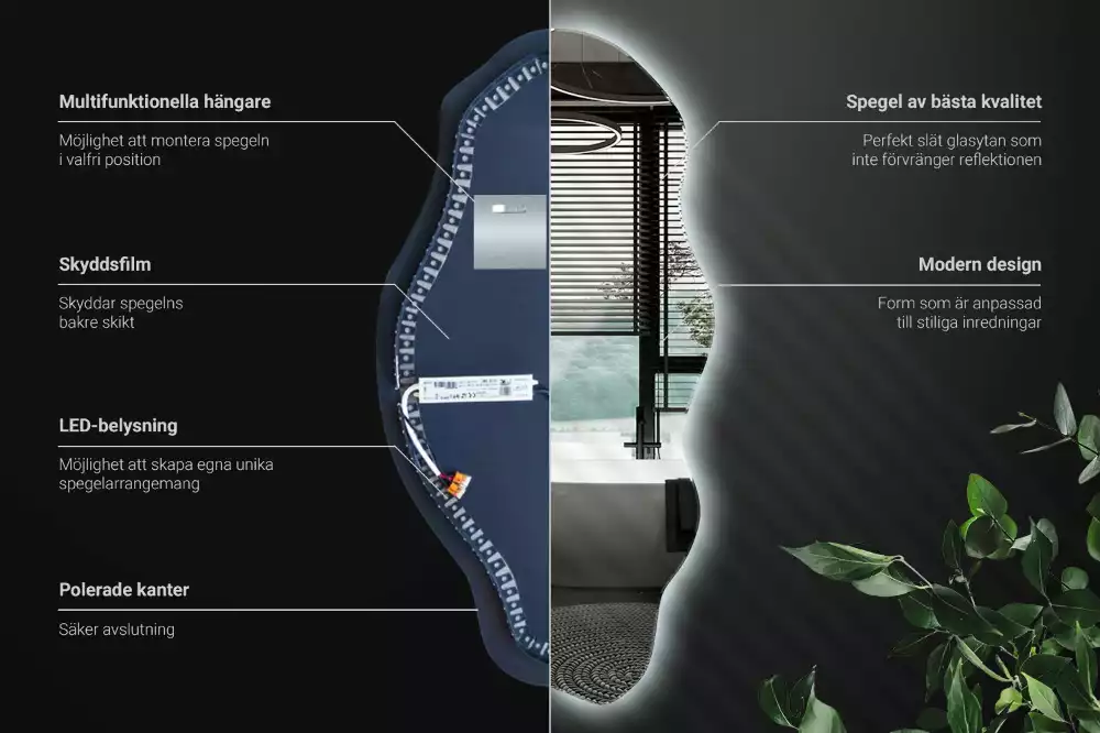 Asymetricke zrcadlo LED svítící bod