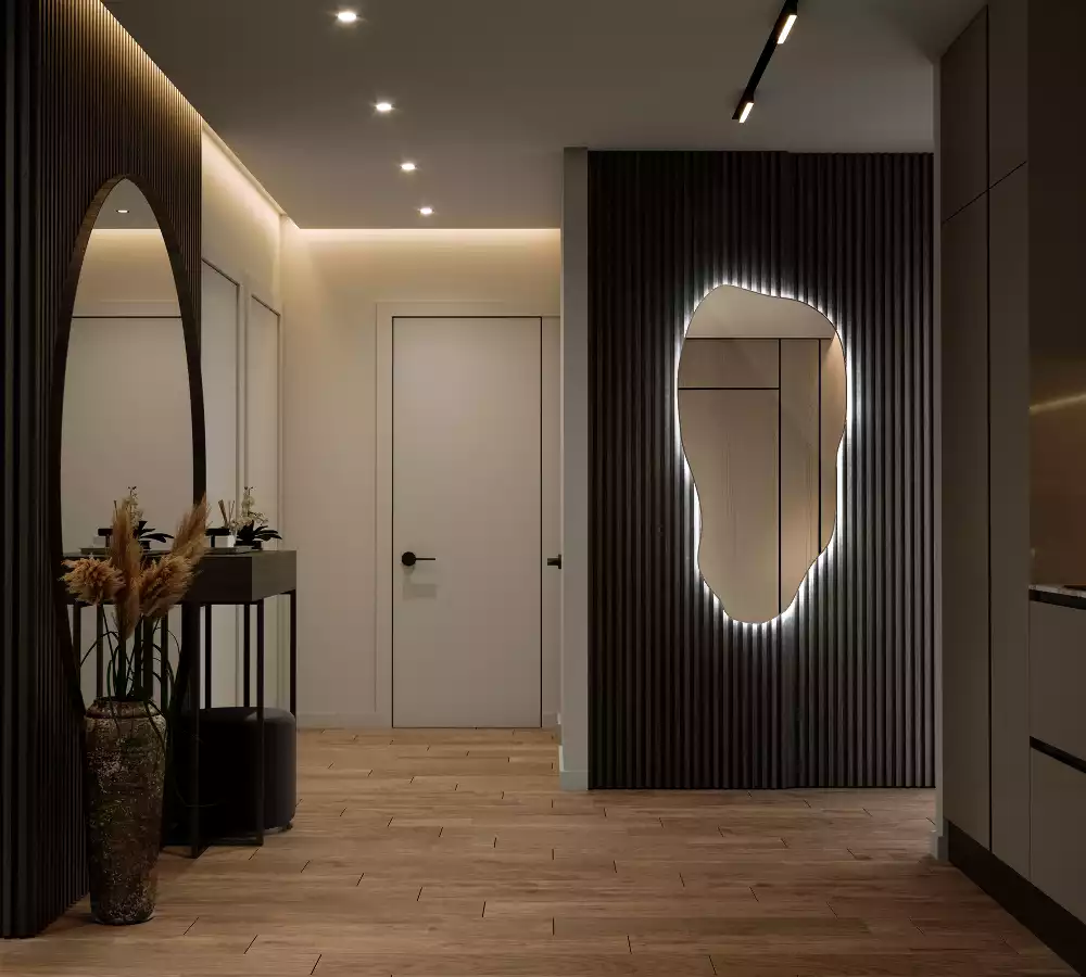 Atypické zrcadlo s osvětlením stylový