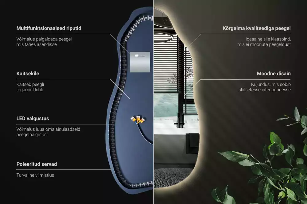 Atypické zrcadlo s osvětlením stylový