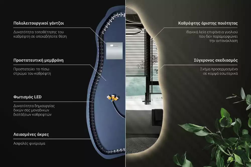 Atypické zrcadlo s osvětlením stylový