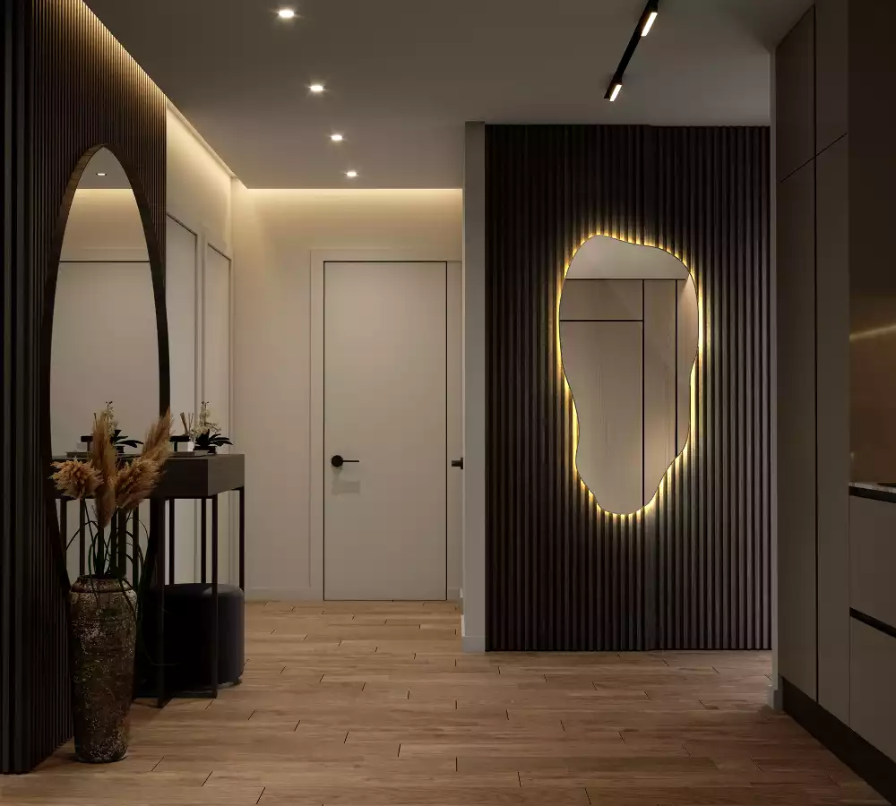 Atypické zrcadlo s osvětlením stylový