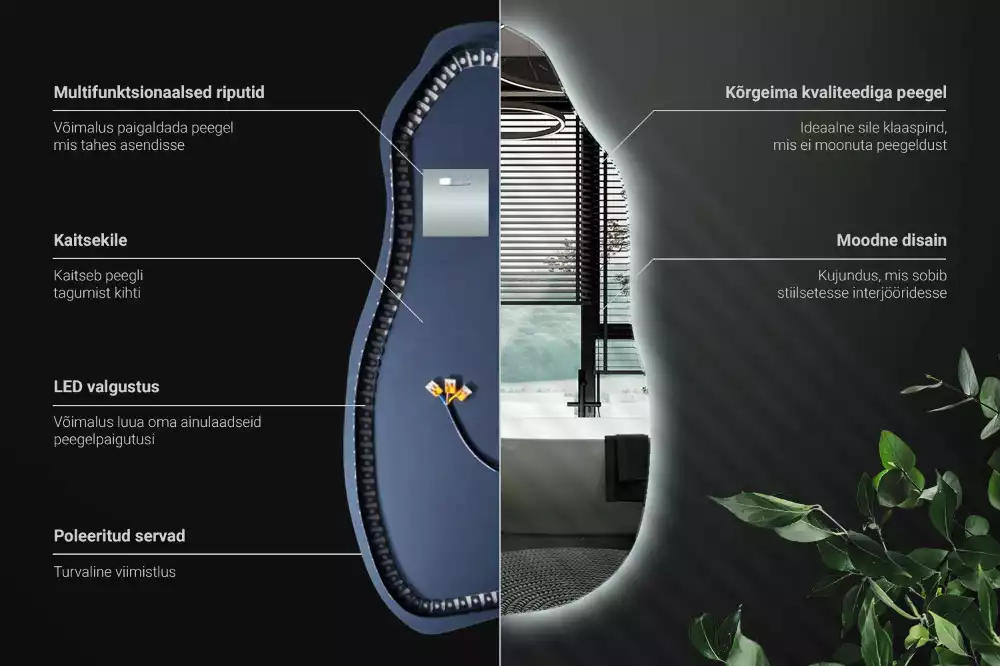 Atypické zrcadlo s osvětlením stylový