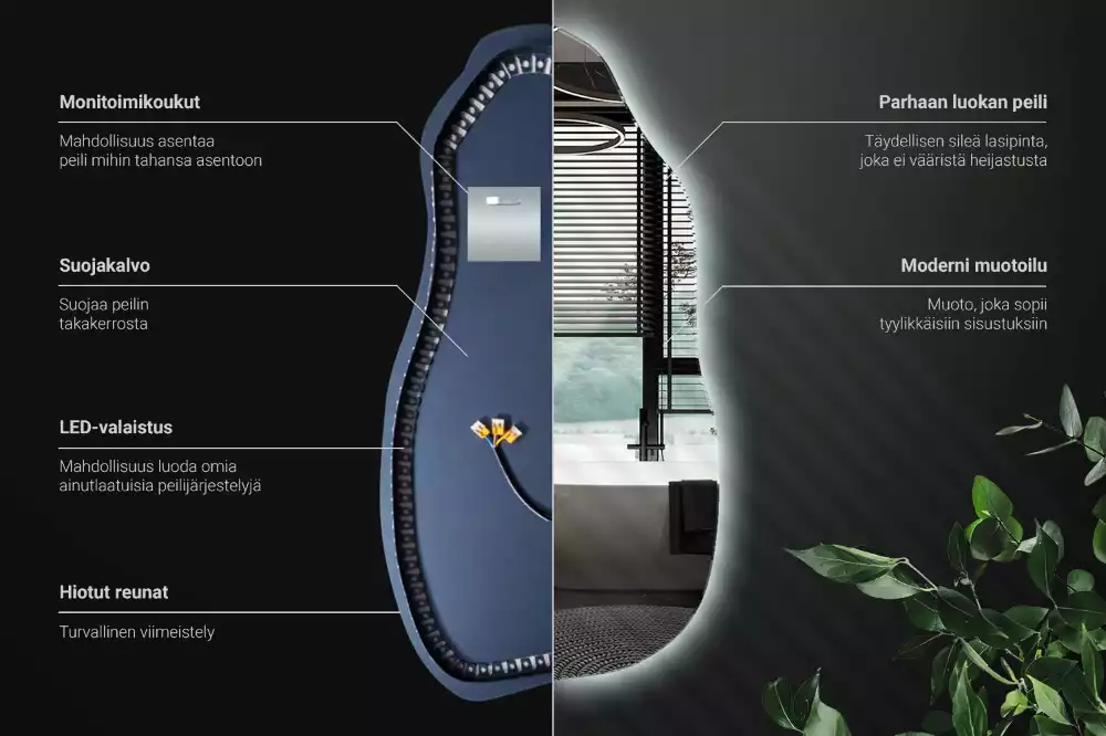 Atypické zrcadlo s osvětlením stylový