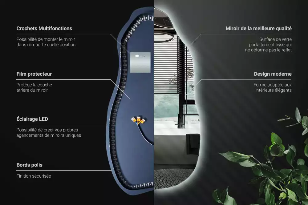 Atypické zrcadlo s osvětlením stylový