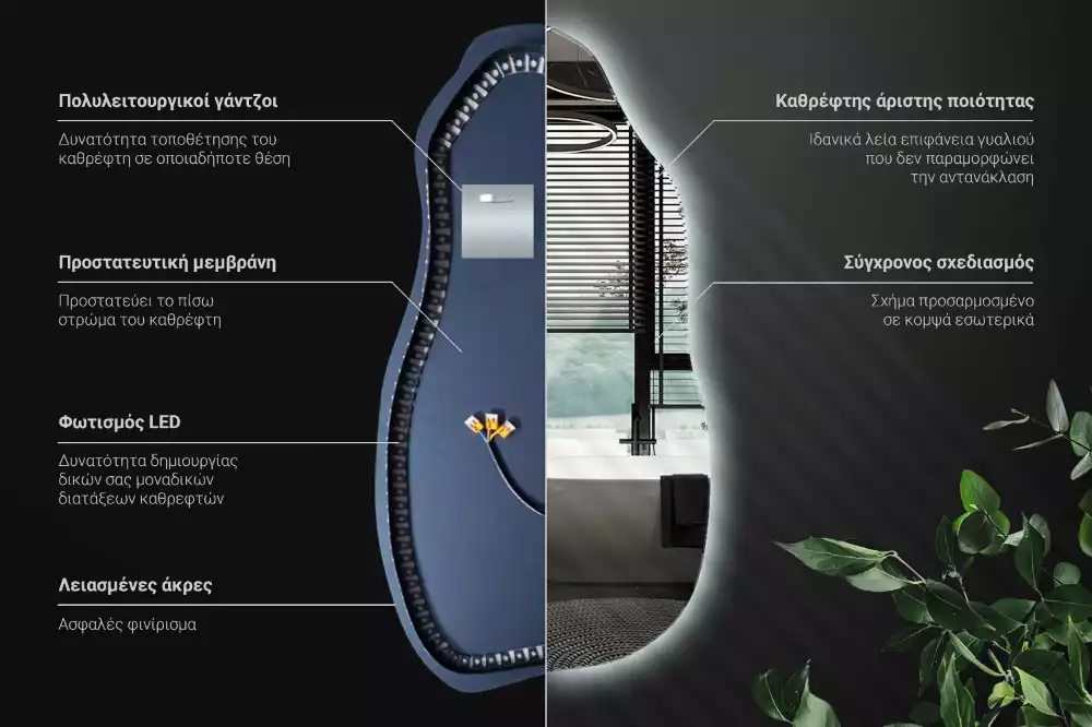 Atypické zrcadlo s osvětlením stylový