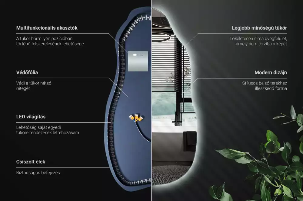 Atypické zrcadlo s osvětlením stylový