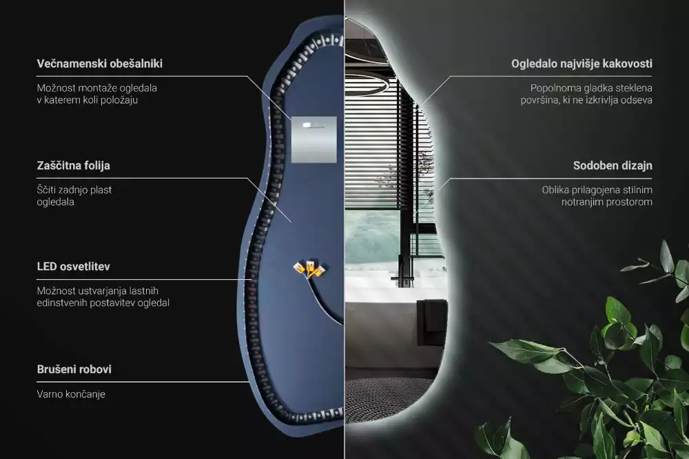 Atypické zrcadlo s osvětlením stylový