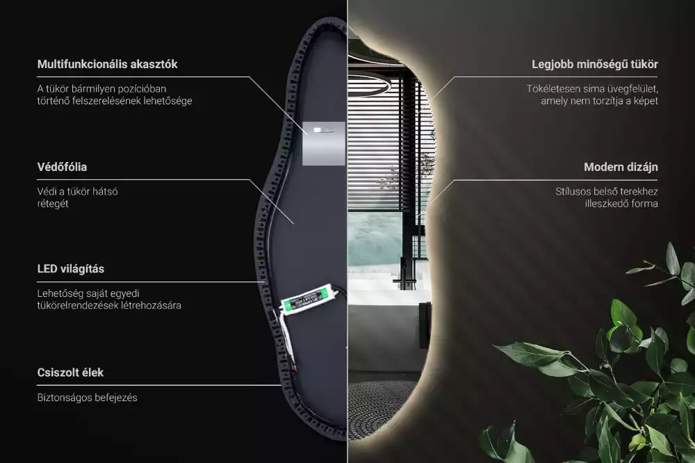 Stylové atypické zrcadlo s osvětlením