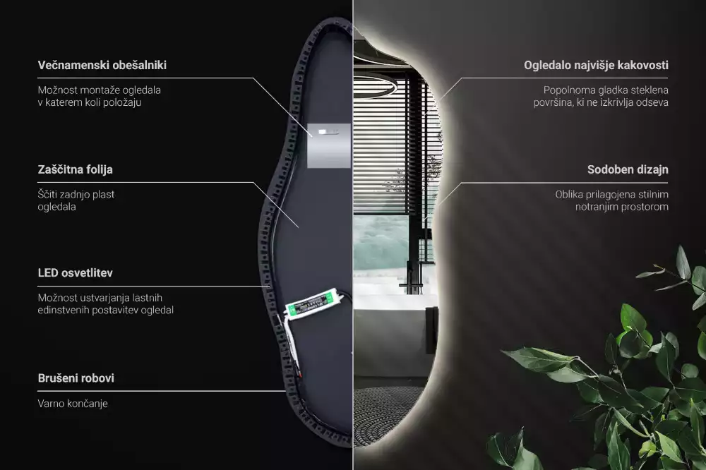 Stylové atypické zrcadlo s osvětlením
