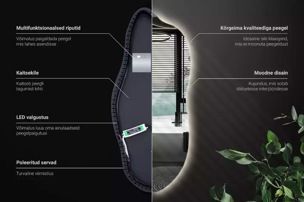 Stylové atypické zrcadlo s osvětlením