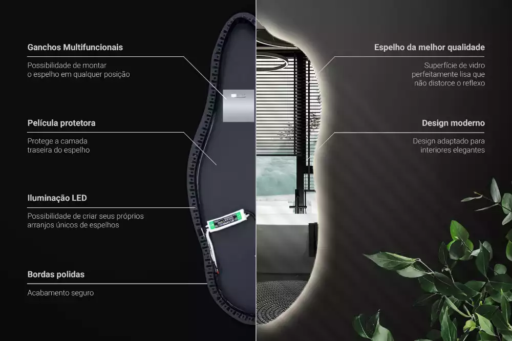 Stylové atypické zrcadlo s osvětlením