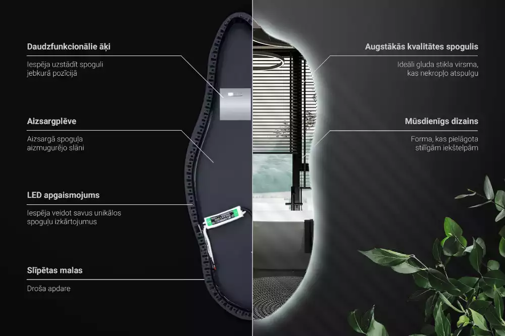 Stylové atypické zrcadlo s osvětlením