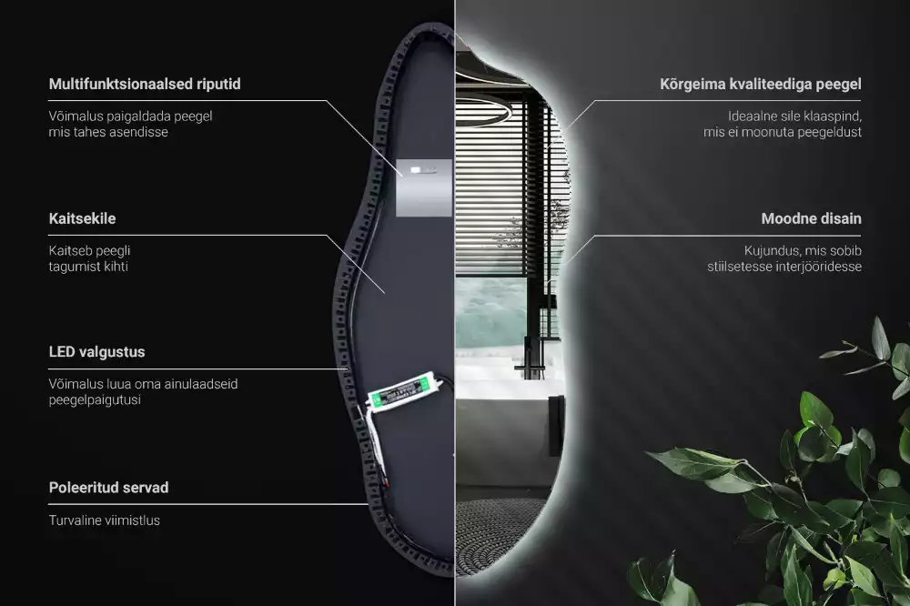 Stylové atypické zrcadlo s osvětlením
