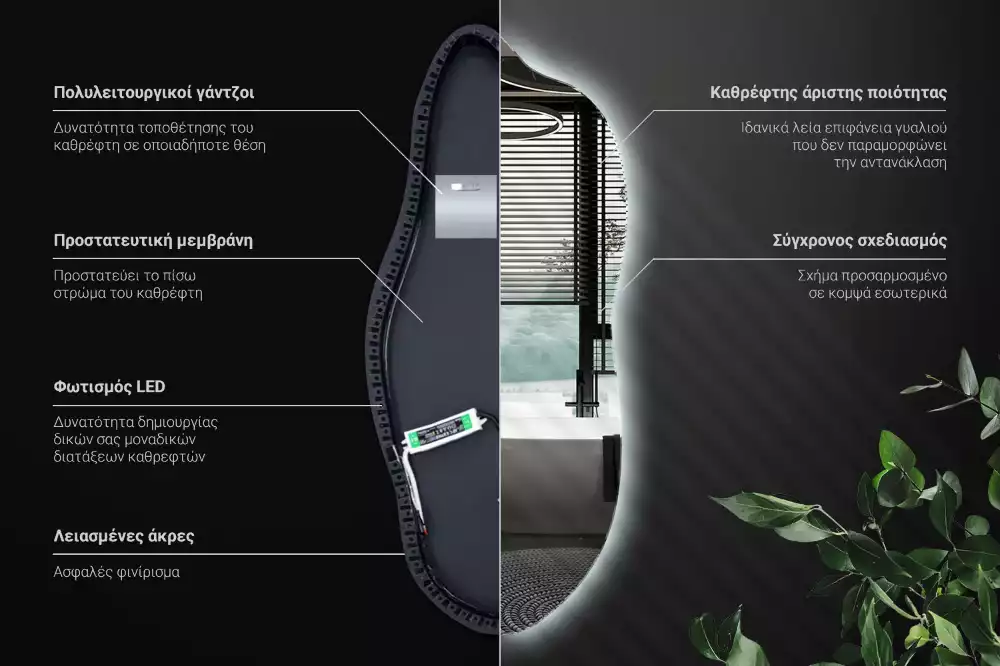 Stylové atypické zrcadlo s osvětlením