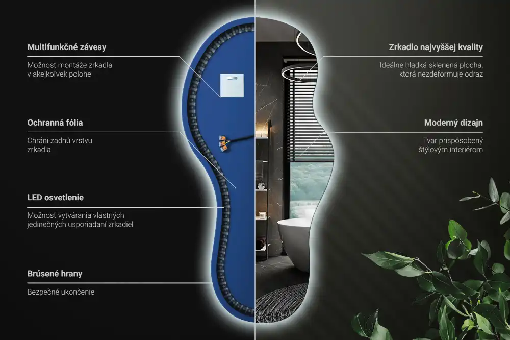 Závěsné LED zrcadlo organického tvaru