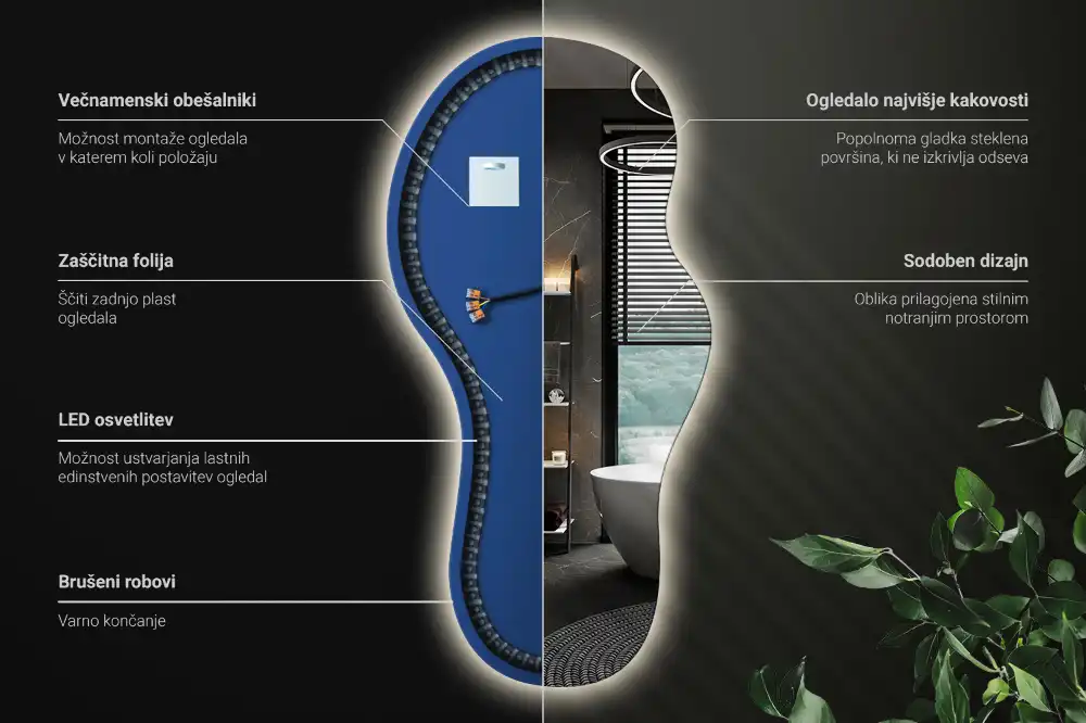 Závěsné LED zrcadlo organického tvaru