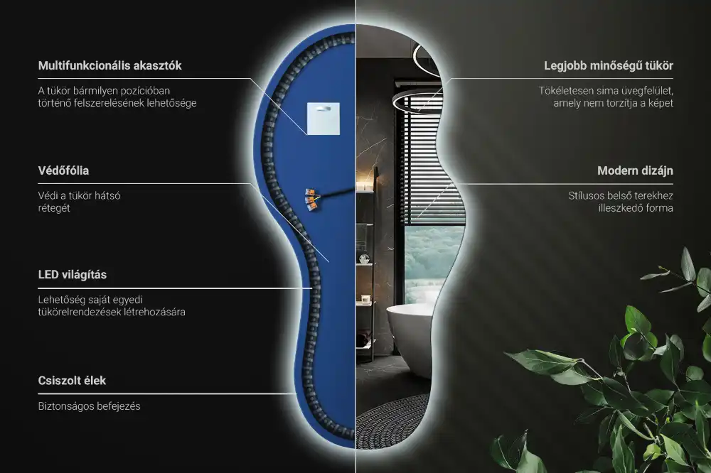 Závěsné LED zrcadlo organického tvaru