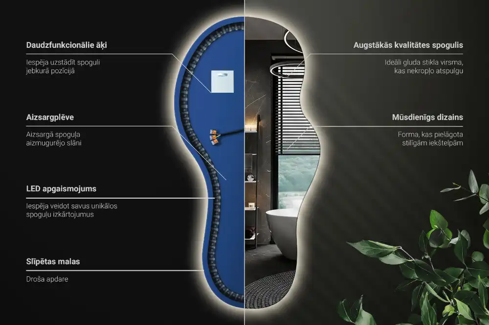 Závěsné LED zrcadlo organického tvaru