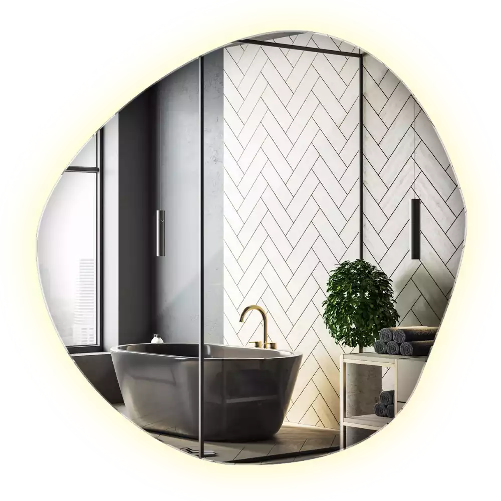 Nepravidelné zrcadlo s led osvětlením ve tvaru mraku