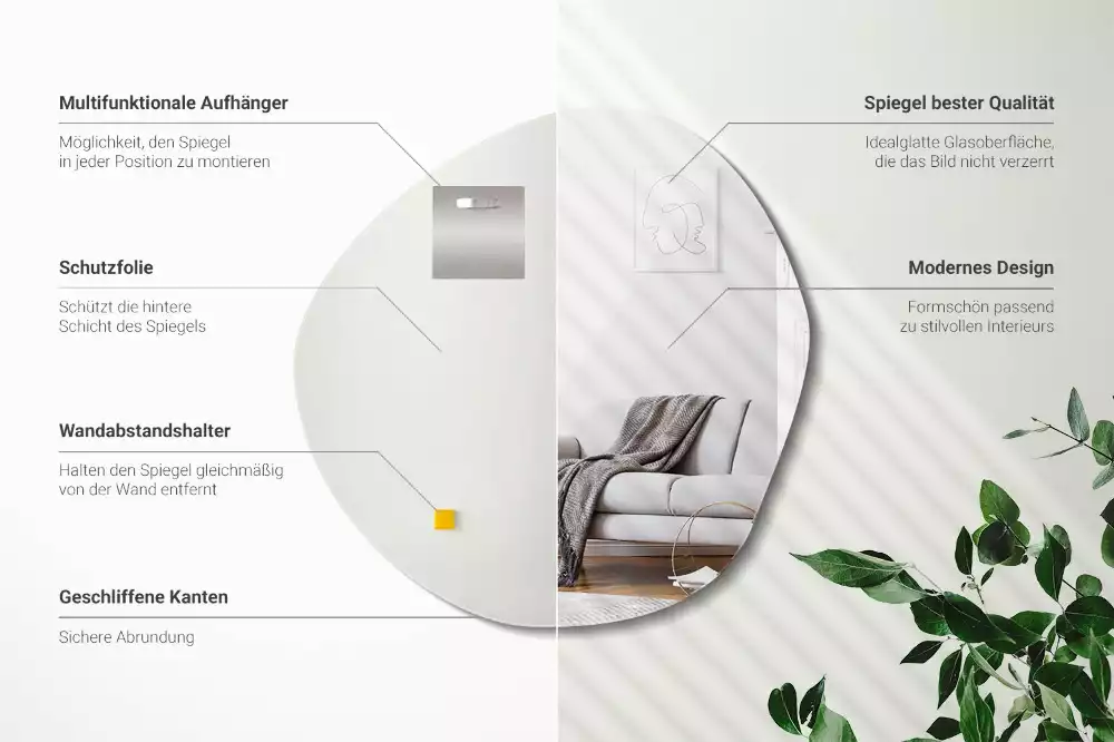 Asymetricke zrcadlo mrak dekorativní