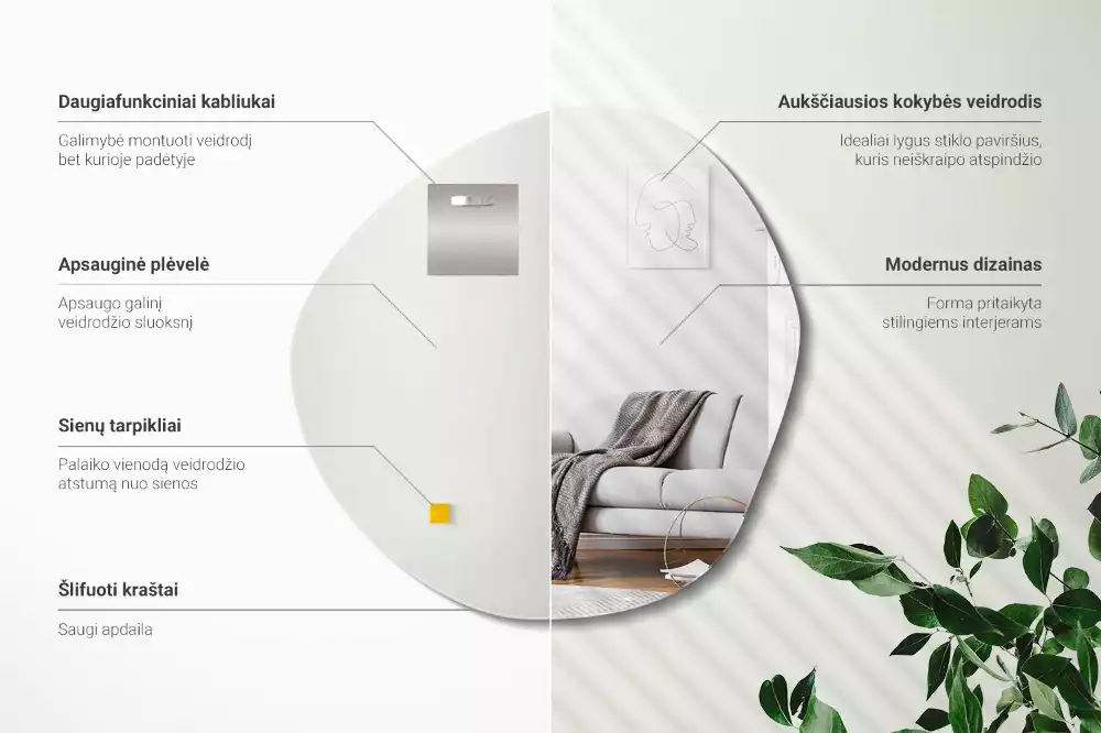 Asymetricke zrcadlo mrak dekorativní