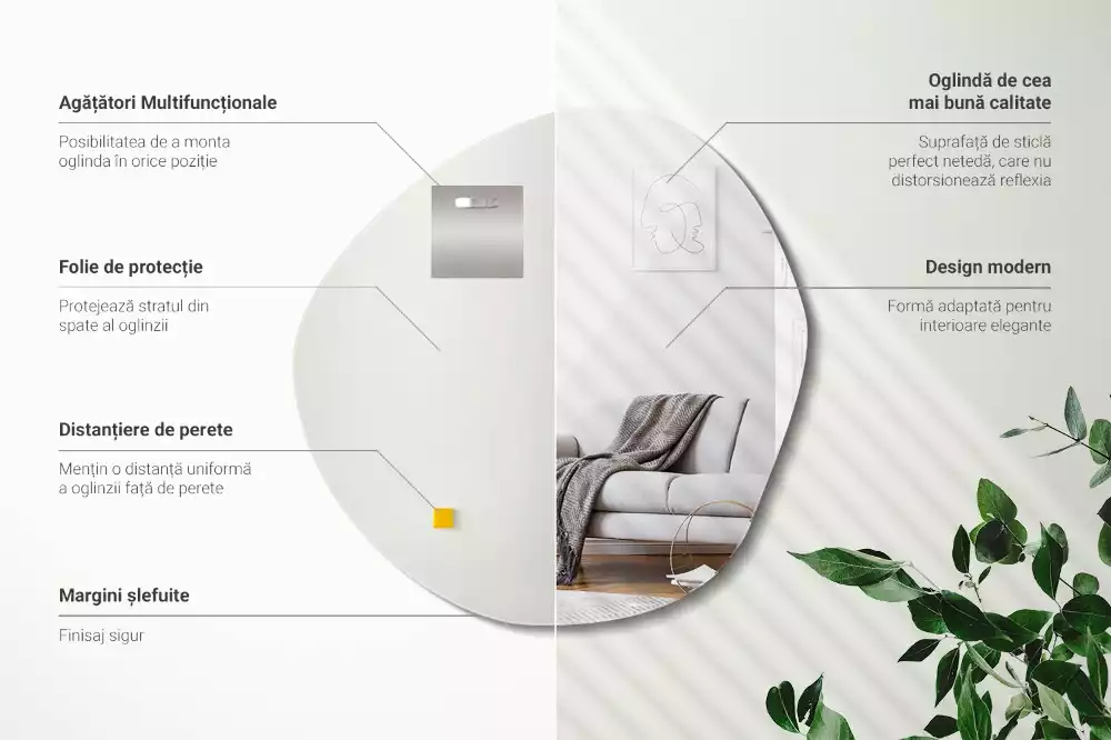 Asymetricke zrcadlo mrak dekorativní