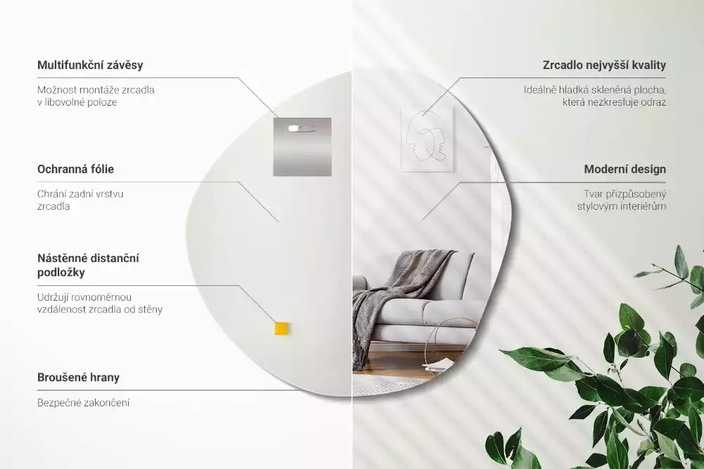 Asymetricke zrcadlo mrak dekorativní