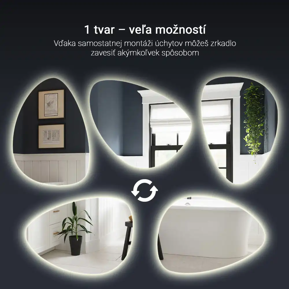 Zrcadlo ve tvaru vejce s LED podświetlením na stěnu
