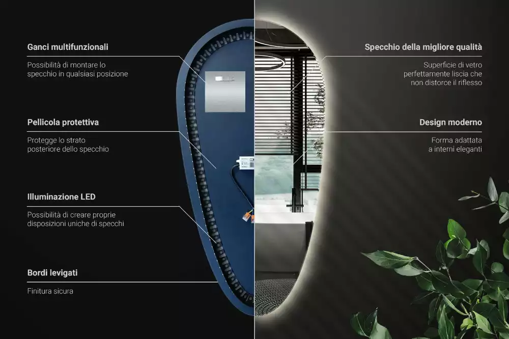 Zrcadlo slza s led podsvícením