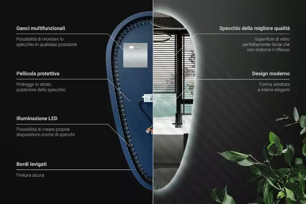 Zrcadlo slza s led podsvícením