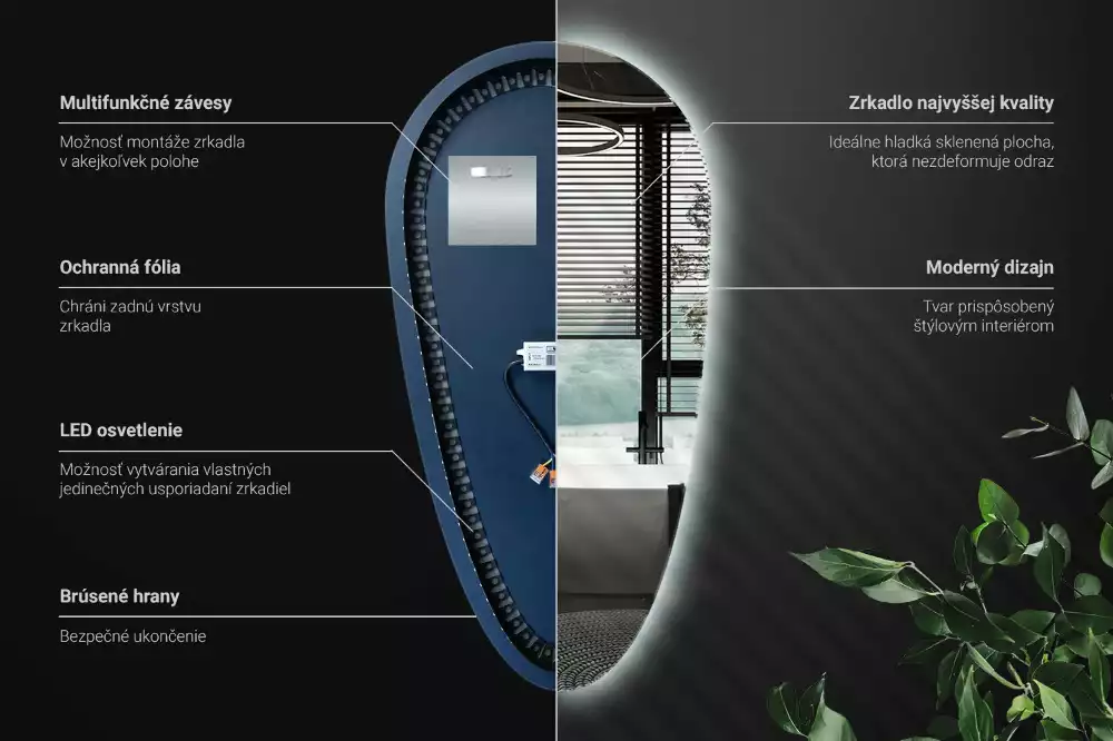 Zrcadlo slza s led podsvícením