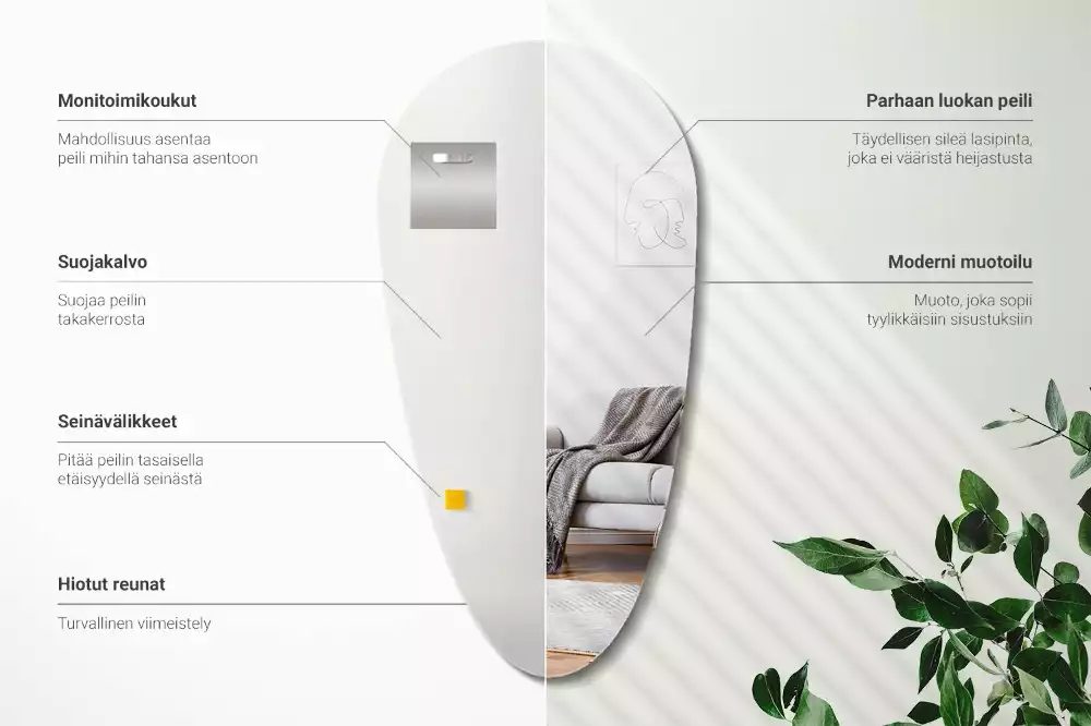 Nepravidelné zrcadlo ve tvaru kapky